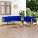 Set Salotto da Giardino 6 pz con Cuscini Blu