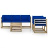 Set Salotto da Giardino 6 pz con Cuscini Blu