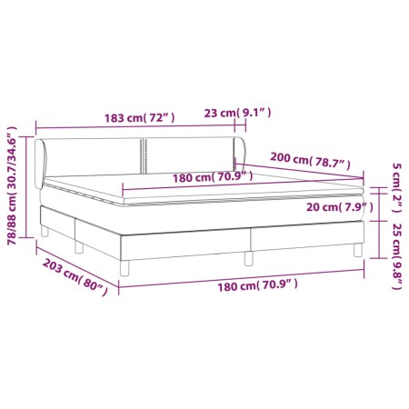 Giroletto a Molle con Materasso Grigio Scuro 180x200 cm Tessuto