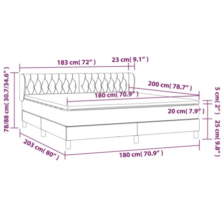 Giroletto a Molle con Materasso Grigio Scuro 180x200 cm Tessuto