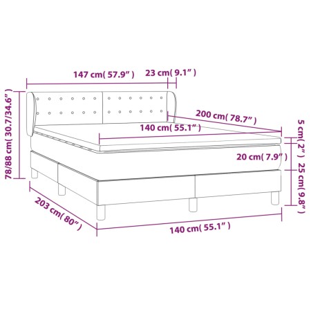 Giroletto a Molle con Materasso Marrone Scuro 140x200cm Tessuto