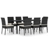 Set da Pranzo da Giardino 9 pz in Polyrattan Nero