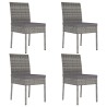 Set da Pranzo da Giardino 5 pz in Polyrattan Grigio