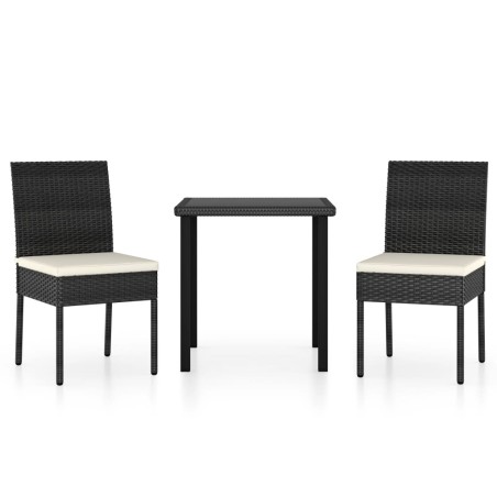 Set da Pranzo da Giardino 3 pz in Polyrattan Nero