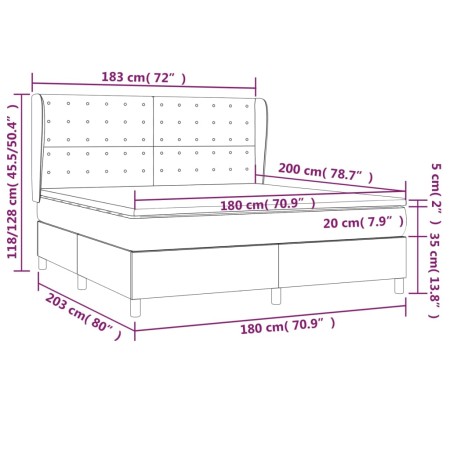 Giroletto a Molle con Materasso Marrone Scuro 180x200cm Tessuto