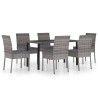 Set da Pranzo da Giardino 7 pz in Polyrattan Grigio