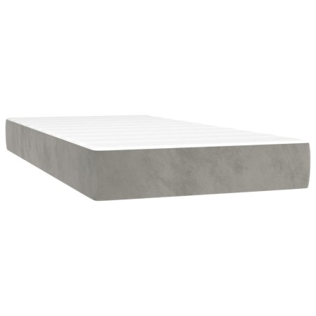 Materasso a Molle Grigio Chiaro 100x200x20 cm in Velluto