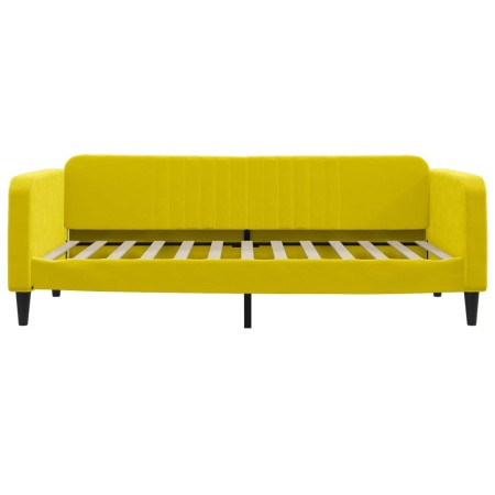 Divano Letto con Materasso Giallo 100x200 cm in Velluto