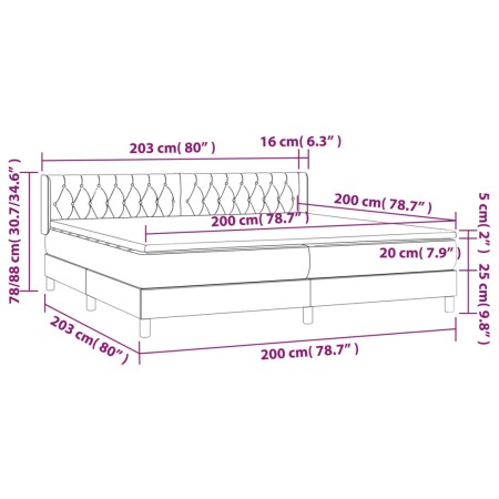 Giroletto a Molle con Materasso Grigio Chiaro 200x200cm Velluto