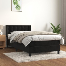 Giroletto a Molle con Materasso Nero 90x190 cm in Velluto