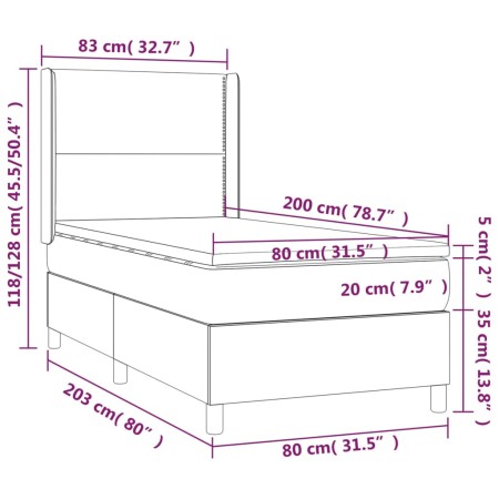 Giroletto a Molle con Materasso Nero 80x200 cm inTessuto