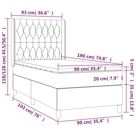 Giroletto a Molle con Materasso Crema 90x190 cm in Tessuto