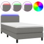 Letto a Molle Materasso e LED Grigio Scuro 90x190 cm in Tessuto