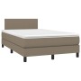 Letto a Molle con Materasso e LED Tortora 120x200cm in Tessuto