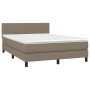 Letto a Molle con Materasso e LED Tortora 140x190 cm in Tessuto