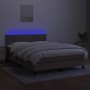 Letto a Molle con Materasso e LED Tortora 140x190 cm in Tessuto