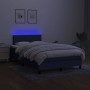 Letto a Molle con Materasso e LED Blu 120x200cm in Tessuto