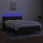 Letto a Molle con Materasso e LED Nero 140x190 cm in Tessuto