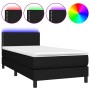 Letto a Molle con Materasso e LED Nero 80x200 cm in Tessuto