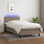 Letto a Molle con Materasso e LED Tortora 80x200 cm in Tessuto