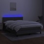 Letto a Molle Materasso e LED Grigio Scuro 140x200cm in Tessuto