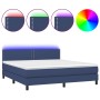 Letto a Molle con Materasso e LED Blu 180x200 cm in Tessuto