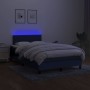 Letto a Molle con Materasso e LED Blu 120x200cm in Tessuto