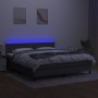 Letto a Molle Materasso e LED Grigio Scuro 160x200cm in Tessuto