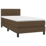 Letto a Molle Materasso e LED Marrone Scuro 90x190cm in Tessuto