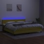 Letto a Molle Materasso e LED Verde 200x200cm in Tessuto