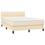 Letto a Molle con Materasso e LED Crema 140x200 cm in Tessuto