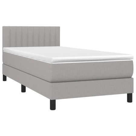 Letto a Molle Materasso e LED Grigio Chiaro 90x200 cm Tessuto