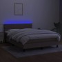 Letto a Molle con Materasso e LED Tortora 140x200 cm in Tessuto