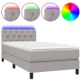 Letto a Molle Materasso e LED Grigio Chiaro 80x200 cm Tessuto