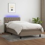 Letto a Molle con Materasso e LED Tortora 100x200cm in Tessuto