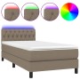 Letto a Molle con Materasso e LED Tortora 100x200cm in Tessuto