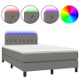 Letto a Molle Materasso e LED Grigio Scuro 120x200cm in Tessuto