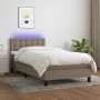 Letto a Molle con Materasso e LED Tortora 80x200 cm in Tessuto