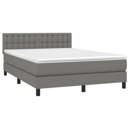 Letto a Molle Materasso e LED Grigio Scuro 140x200cm in Tessuto