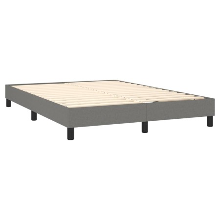 Letto a Molle Materasso e LED Grigio Scuro 140x200cm in Tessuto