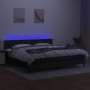 Letto a Molle Materasso e LED Nero 200x200cm in Tessuto