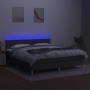 Letto a Molle Materasso e LED Grigio Scuro 180x200cm in Tessuto