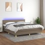 Letto a Molle con Materasso e LED Tortora 160x200 cm in Tessuto