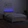 Letto a Molle con Materasso e LED Crema 120x200cm in Tessuto