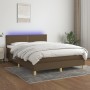 Letto a Molle Materasso e LED MarroneScuro 140x190cm in Tessuto