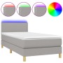 Letto a Molle Materasso e LED Grigio Chiaro 100x200 cm Tessuto