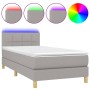 Letto a Molle Materasso e LED Grigio Chiaro 100x200 cm Tessuto