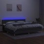 Letto a Molle Materasso e LED Grigio Scuro 200x200cm in Tessuto