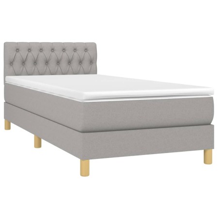 Letto a Molle Materasso e LED Grigio Chiaro 90x190 cm Tessuto