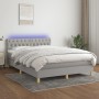 Letto a Molle Materasso e LED Grigio Chiaro 140x200 cm Tessuto